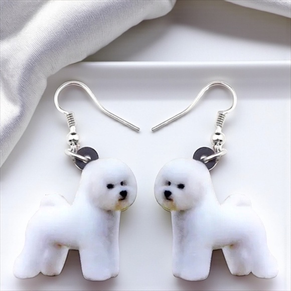 Bichon Bliss: Adorable Handmade Dangle Earrings for Dog Moms & Furbaby Lovers! - Picture 1 of 10